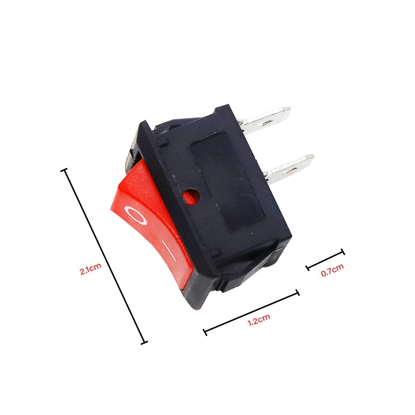 Small Mini Boat On/Off Rocker Switch Snap-in 2-Pin Red Plastic Button