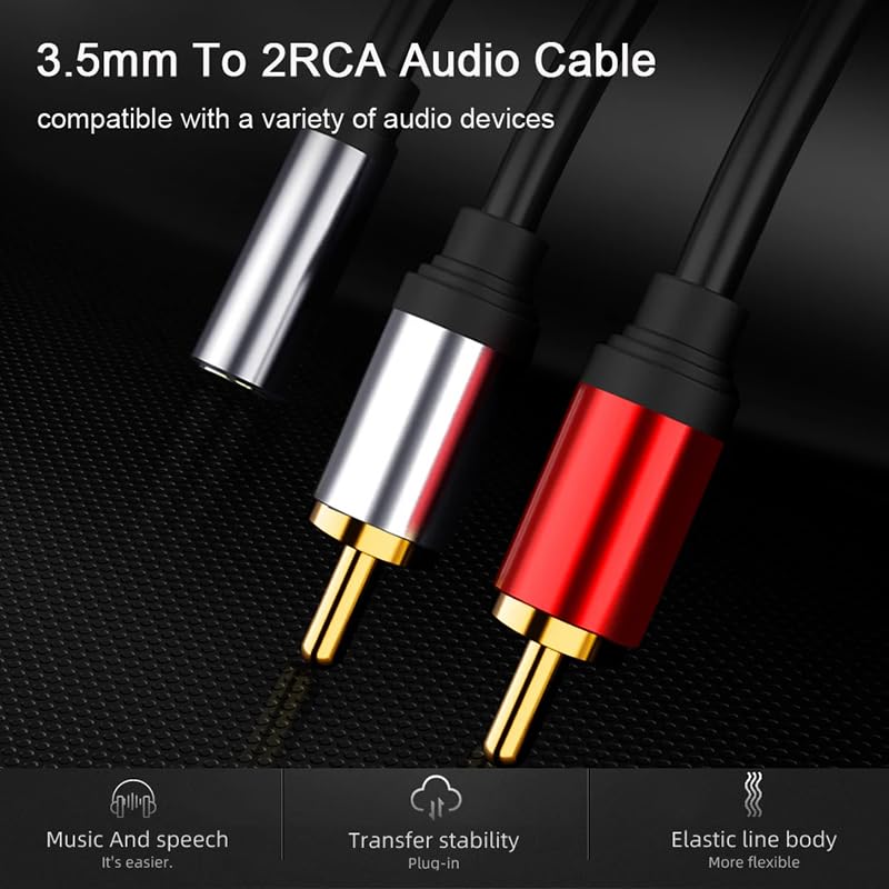 [ 1 Piece ] RCA Female to 2 Ports RCA Male Cable [ 0.3 Meter ],RCA Y Adapter 1 RCA Female to 2 RCA Male Splitter Cable for Audio Amplifier & Subwoofer