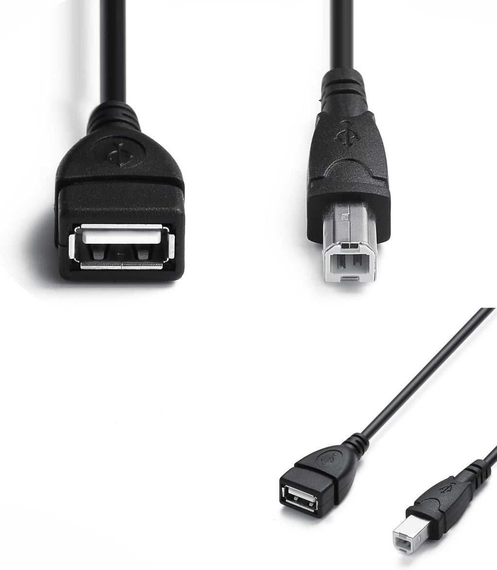 15 CM Cable ; USB 2.0 Type A Female to USB B Male Plug [ 1 Piece ] (Printer Scanner) Adapter (Can't Work to Convert Printer as WiFi Enabled or Bluetooth Enabled)