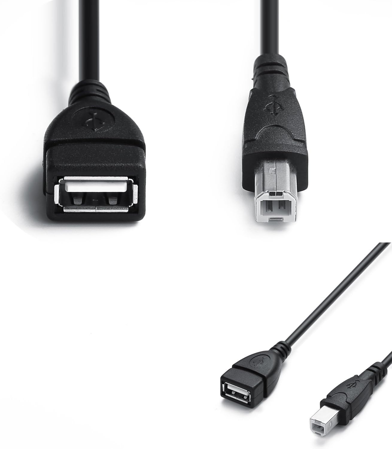 15 CM Cable ; USB 2.0 Type A Female to USB B Male Plug [ 1 Piece ] (Printer Scanner) Adapter (Can't Work to Convert Printer as WiFi Enabled or Bluetooth Enabled)