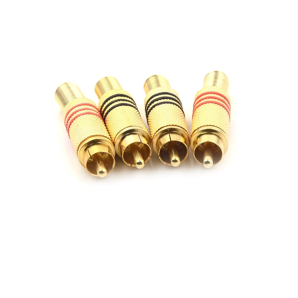 [ 10 Pieces ] DIY RCA Male Soldering Jack Plug Adapter, Gold Plated RCA Plug for Soldering Connector -for Audio Cable Video CCTV IP Camera Coaxial Cable (10 Pcs RCA Male Gold Plated Connector)