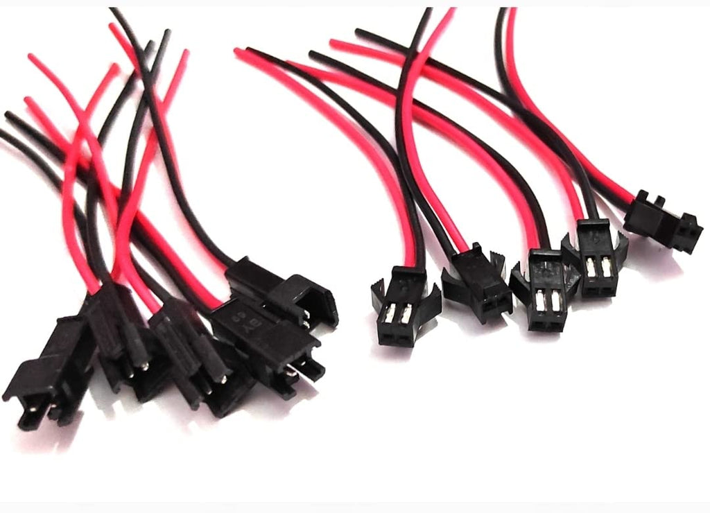 UNIVERSAL HUB� 10 Pairs 22 AWG JST SM 2 Pin Plug Male and Female Connector Adapter with 85 mm Electrical Cable Wire for LED Light (Multicolour)