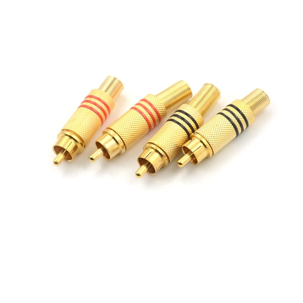 [ 10 Pieces ] DIY RCA Male Soldering Jack Plug Adapter, Gold Plated RCA Plug for Soldering Connector -for Audio Cable Video CCTV IP Camera Coaxial Cable (10 Pcs RCA Male Gold Plated Connector)