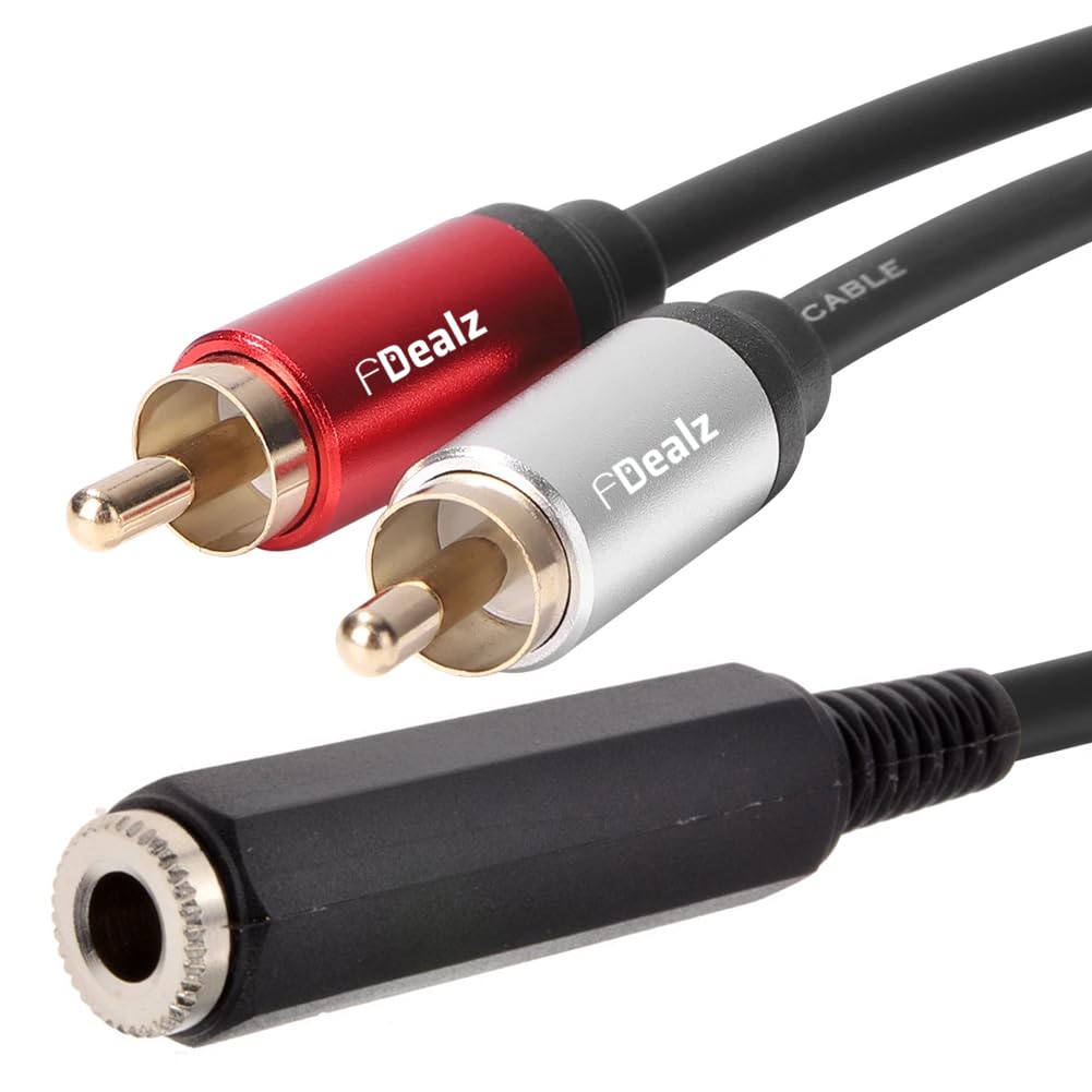 [ 0.3 Meter ] 6.35 Female to 2 x 6.35 Mono Male Cable, 6.35mm 1/4 inch TRS Stereo Female to 2 Dual 1/4 Inch TS Mono Male Y Splitter Adiuo Cable, 30 CM