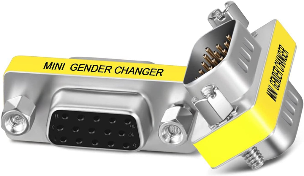 3-Piece VGA Gender Changer Combo - HD15 SVGA Adapters (Female to Female, Female to Male, Male to Male) - Mini Coupler Set