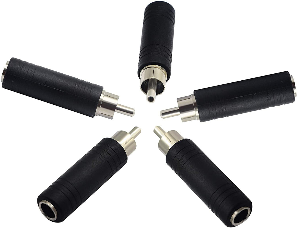 [ 5 Pieces 6.35mm to RCA Adapter RCA Male Plug to 6.35mm 1/4 Inch Mono Female Audio Mic Plug Adapter Jack Converter