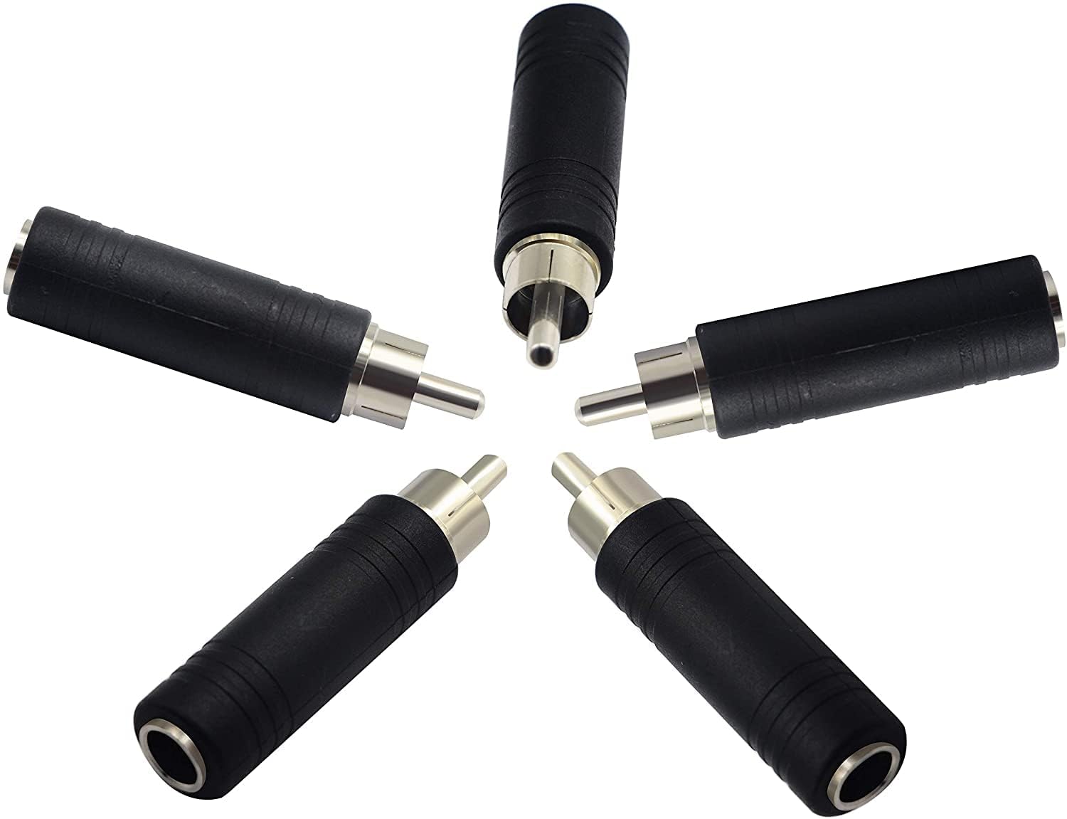 [ 5 Pieces 6.35mm to RCA Adapter RCA Male Plug to 6.35mm 1/4 Inch Mono Female Audio Mic Plug Adapter Jack Converter