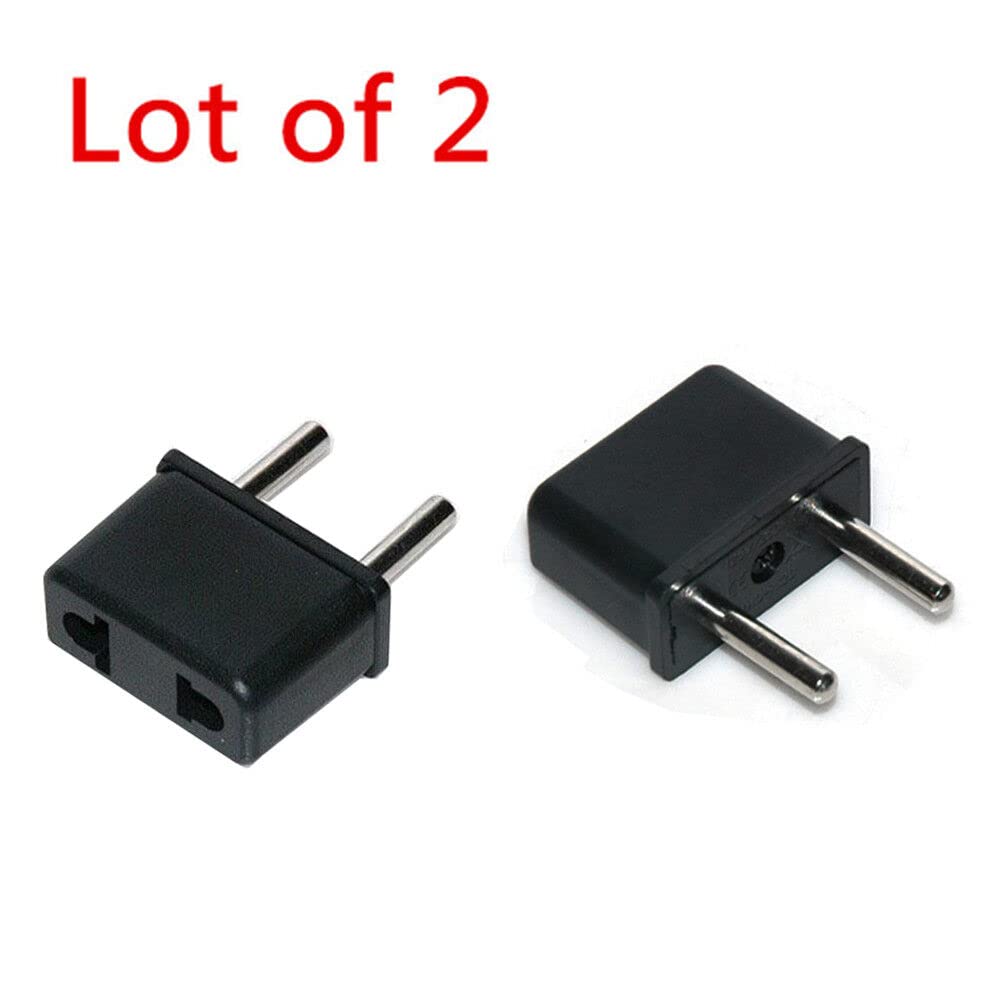 [ 2 Pieces ] Plug Converter Adaptor (EU Male - US Female) Plug Adapter for USA Flat to Europe Round Pin