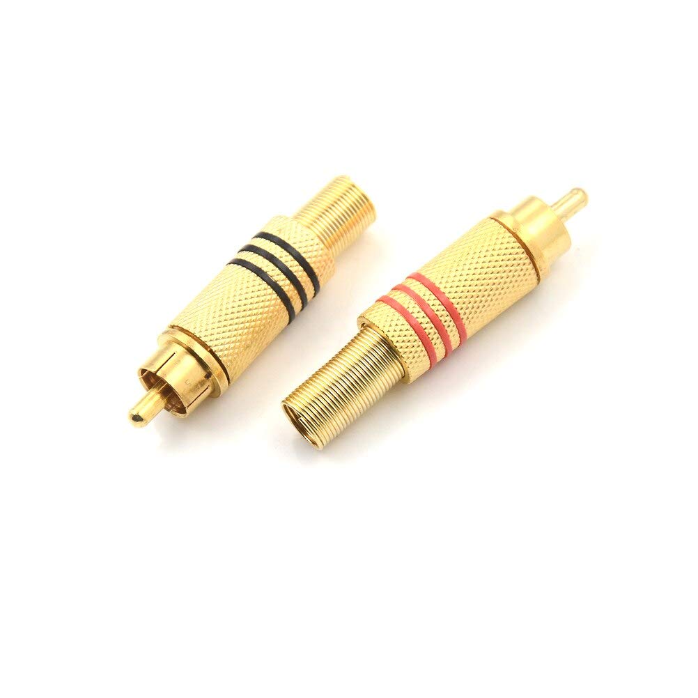 [ 10 Pieces ] DIY RCA Male Soldering Jack Plug Adapter, Gold Plated RCA Plug for Soldering Connector -for Audio Cable Video CCTV IP Camera Coaxial Cable (10 Pcs RCA Male Gold Plated Connector)