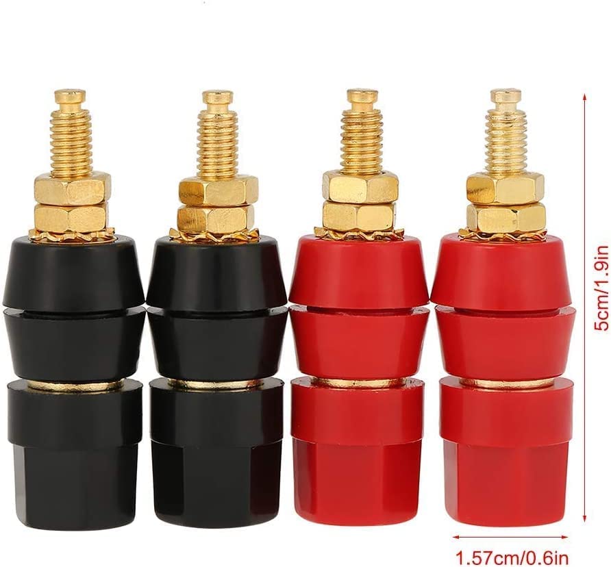 [ 20 Pieces ] Gold Plated Banana Audio Connector ; 4mm Audio Speaker Wire Cable Screw Banana Plug Connector Adapter Red 10 Pieces, Black 10 Pieces