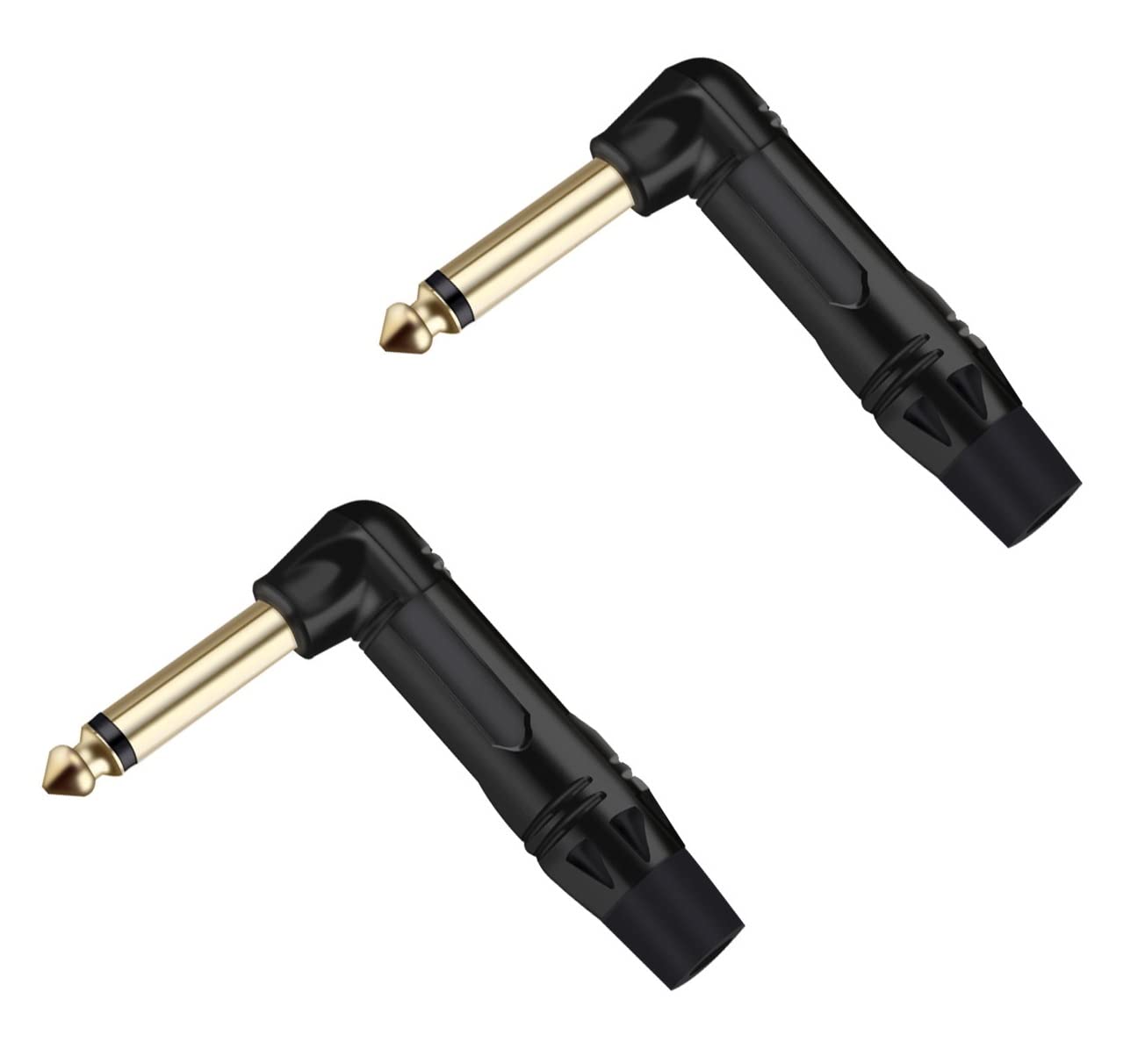[ 2 Pieces/RED 90° ] 6.35mm STEREO Male Microphone Plug Speaker Connector Assembly, TRS Connector Male Plug Adaptor for Soldering, 6.35 mm Stereo Male Plug 90 Degree