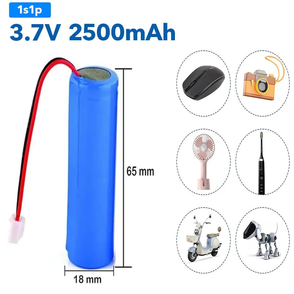 3.7V 2500mAh Lithium-ion Rechargeable Battery,for Bluetooth Speaker,LED Torch Light,Toys,Projects,arduino and Other Compatible Devices