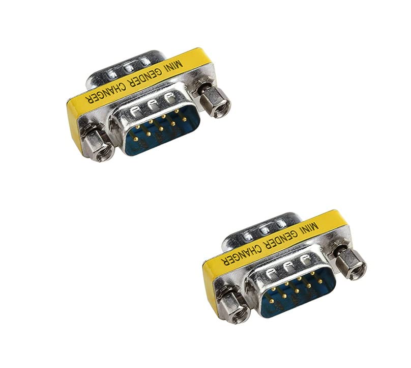 [ 2 Pieces DB9 9 Pin RS-232 Serial Connector DB9 Male to Male Cable Coupler Adapter (DB9 Male/Male)
