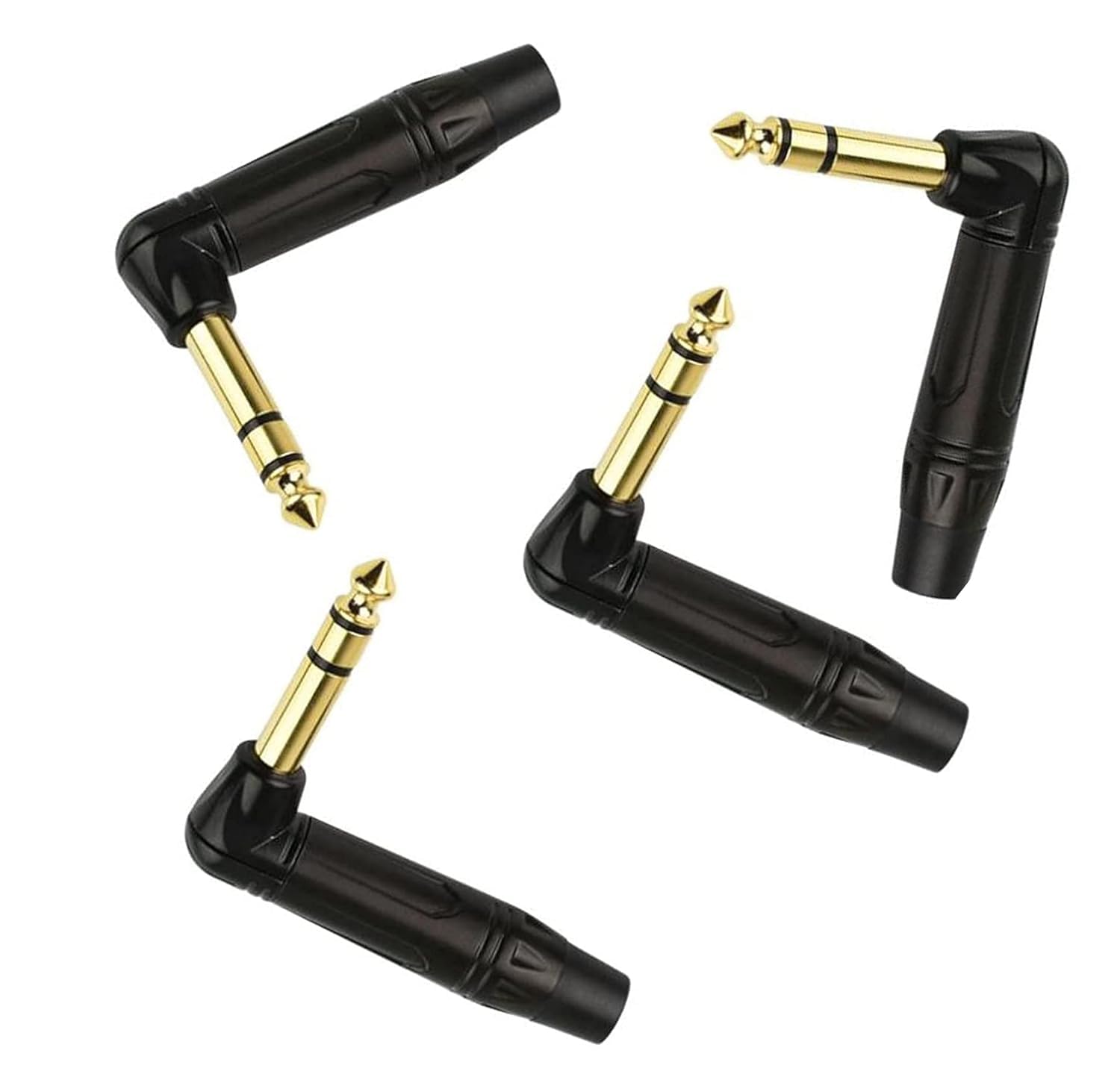 [ 2 Pieces/RED 90° ] 6.35mm STEREO Male Microphone Plug Speaker Connector Assembly, TRS Connector Male Plug Adaptor for Soldering, 6.35 mm Stereo Male Plug 90 Degree