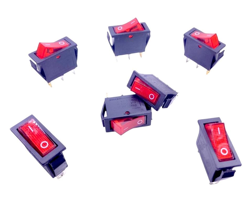 [ Pack of 2 - Pieces ] 15 Ampere 250V/20A 125V 3 Pin Industrial Grade 2 Position Mini Boat Toggle Snap AC Rocker Switch KCD3 Red Light Illuminated LED ON/OFF