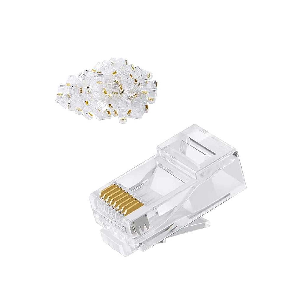 fdealz [ 50 Pieces ] 8P8C RJ45 Metal Shielded Male Plug Crimp Connectors, Cat6 RJ45 Ends, 8P8C Cat5, Cat6, Cat5e LAN Connector, Ethernet Cable Crimping Connector for Network Plug for Solid Wire and Standard Cable