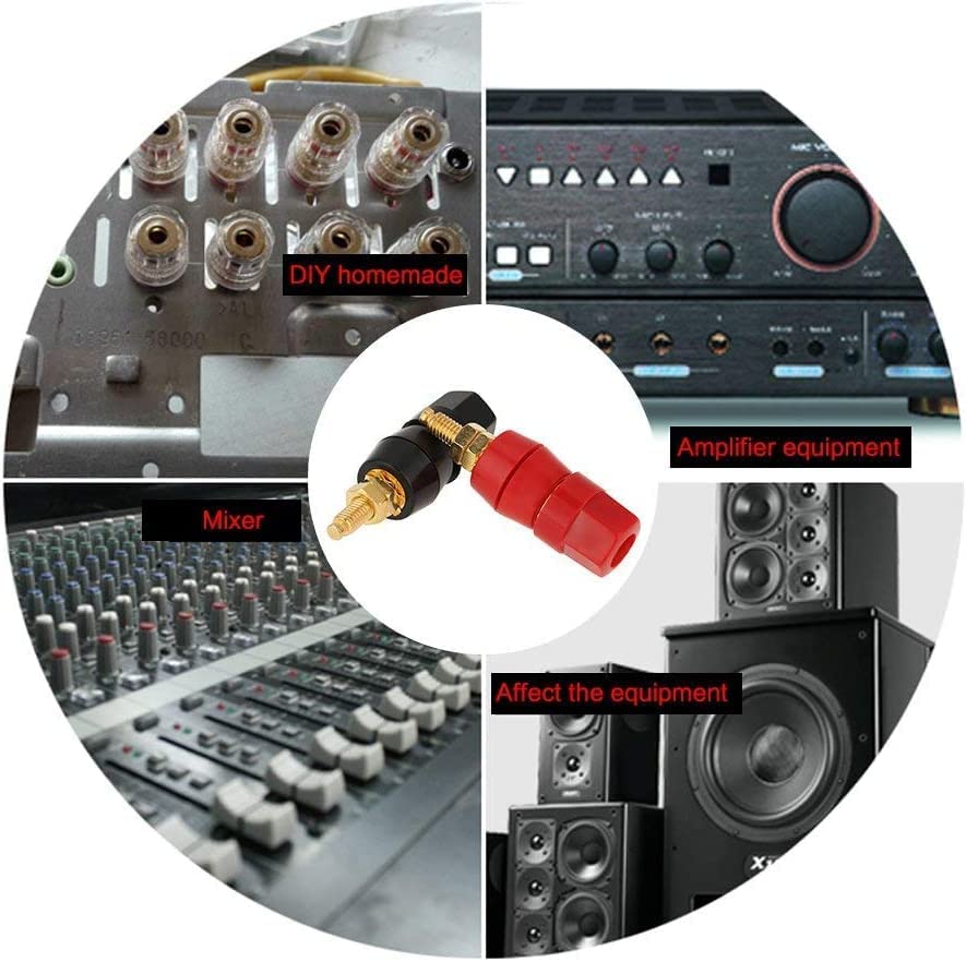 [ 20 Pieces ] Gold Plated Banana Audio Connector ; 4mm Audio Speaker Wire Cable Screw Banana Plug Connector Adapter Red 10 Pieces, Black 10 Pieces