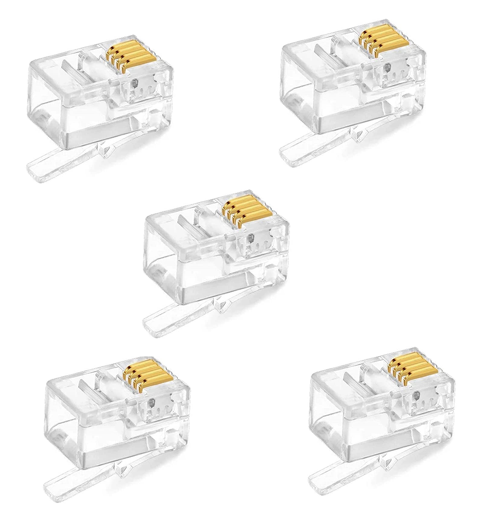 fdealz [ 50 Pieces ] 8P8C RJ45 Metal Shielded Male Plug Crimp Connectors, Cat6 RJ45 Ends, 8P8C Cat5, Cat6, Cat5e LAN Connector, Ethernet Cable Crimping Connector for Network Plug for Solid Wire and Standard Cable