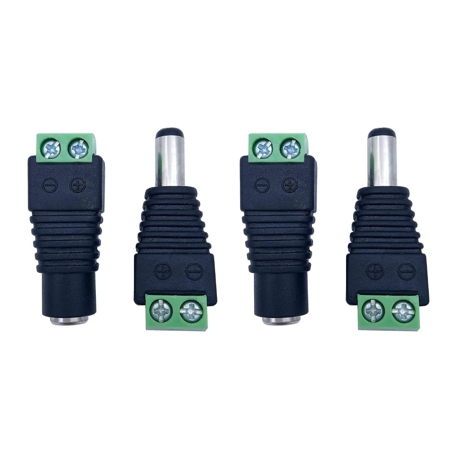 DC Power Connector 12V Male + Female Adapter 2.1 X 5.5MM DC Power Jack Plug Connector for CCTV Camera, Led Strip Light Cable Wire (Pack of 5)