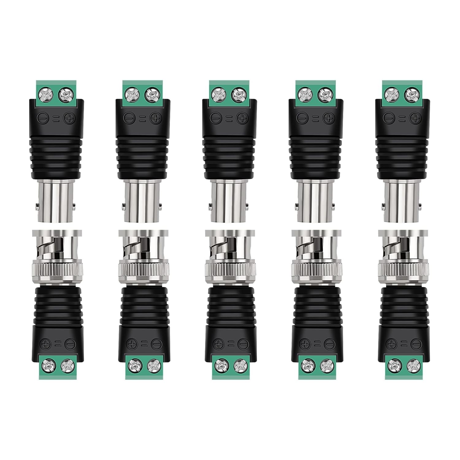 DC Power Jack Plug Adapter and BNC Male Female Balun Connector Male and Female Plug Screw Terminal Connnector - Paair of 5