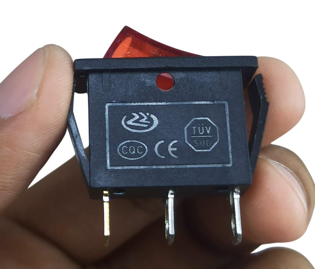 [ Pack of 2 - Pieces ] 15 Ampere 250V/20A 125V 3 Pin Industrial Grade 2 Position Mini Boat Toggle Snap AC Rocker Switch KCD3 Red Light Illuminated LED ON/OFF