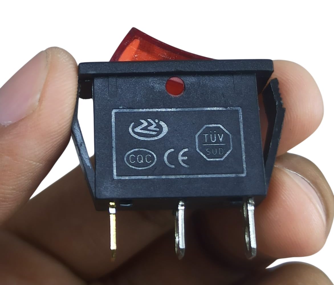 [ Pack of 2 - Pieces ] 15 Ampere 250V/20A 125V 3 Pin Industrial Grade 2 Position Mini Boat Toggle Snap AC Rocker Switch KCD3 Red Light Illuminated LED ON/OFF