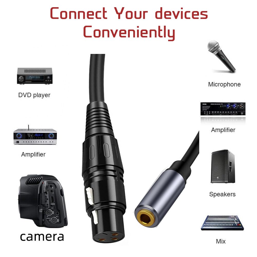 [ 1 Piece / 0.3 Meters ] 3.5mm Stereo Female to XLR Female (30 CM) Cable, Balanced 3.5mm Female to XLR Female Stereo Audio Adapter, 1/8" TRS to XLR Female Connector