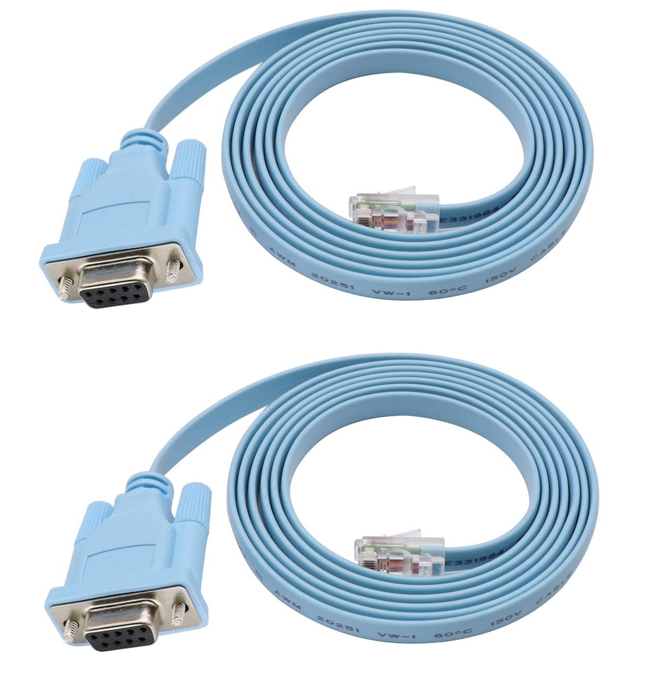 [ 2 Pieces ] Cisco Console Cable RJ45 to DB9, Female Serial RS232 Port to RJ45 Male Cat5 Ethernet LAN Rollover Console Cable Switch Cable Cisco 1.5 Meter (DB9-RJ45)
