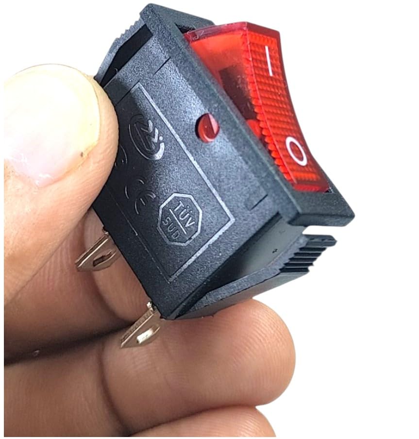 [ Pack of 2 - Pieces ] 15 Ampere 250V/20A 125V 3 Pin Industrial Grade 2 Position Mini Boat Toggle Snap AC Rocker Switch KCD3 Red Light Illuminated LED ON/OFF