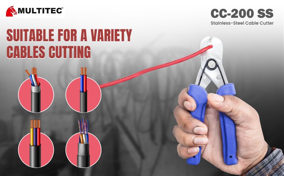 MULTITEC MT-02 Dx – Multifunction Copper Wire Stripper and Cutter | Ergonomic Grip | Strips 0.5mm² - 6mm² Solid Copper Wires | Electrical Maintenance Tool | Smooth Operation | Lightweight – 400g