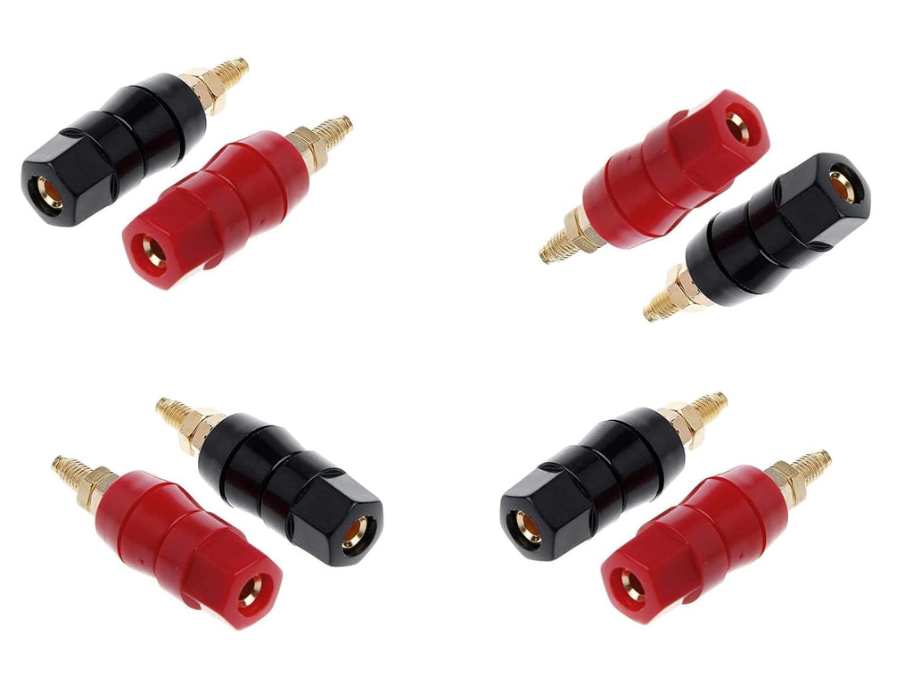 [ 20 Pieces ] Gold Plated Banana Audio Connector ; 4mm Audio Speaker Wire Cable Screw Banana Plug Connector Adapter Red 10 Pieces, Black 10 Pieces
