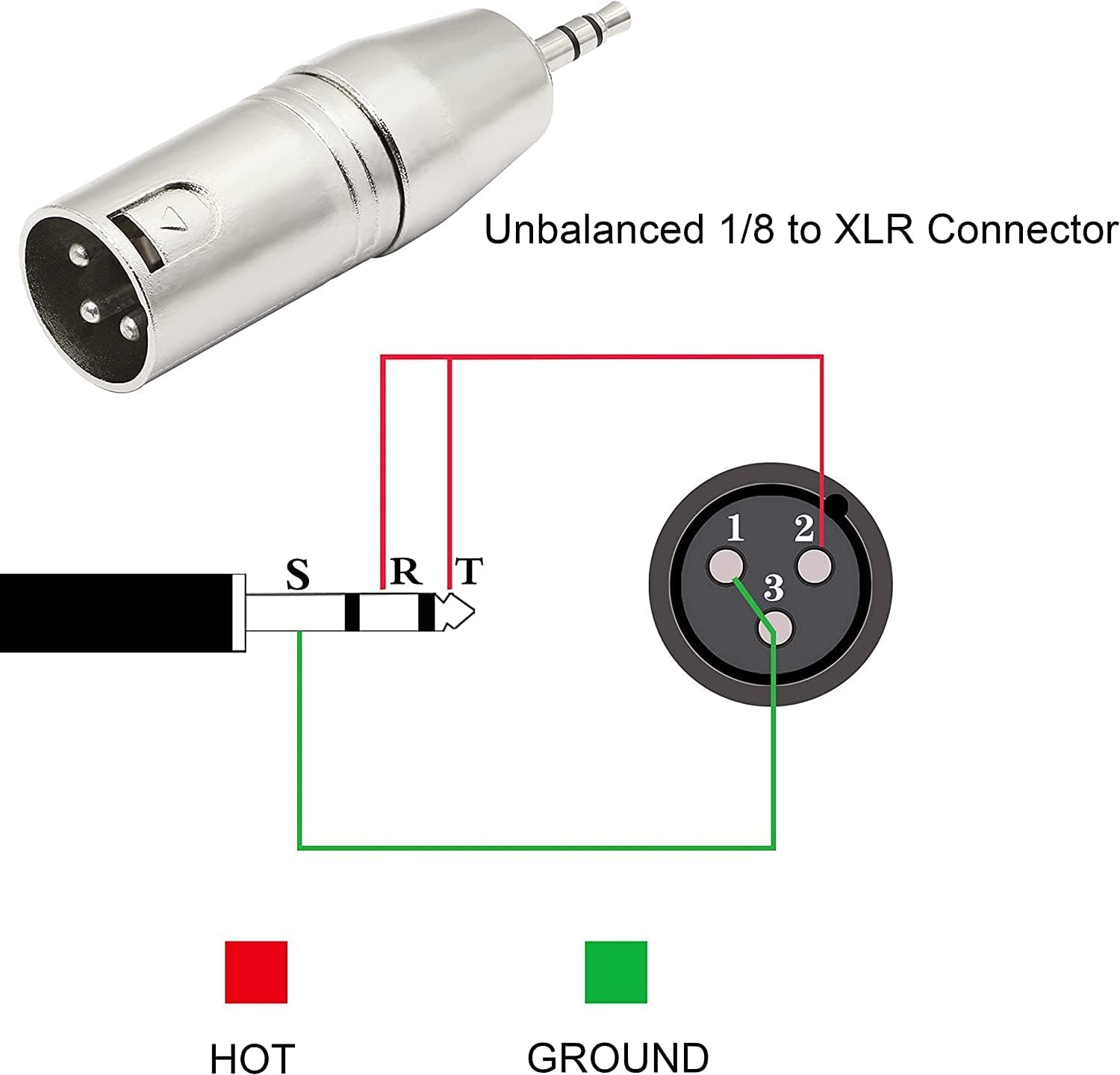 [ 1 Piece ] XLR Male to RCA Male Adapter, Male RCA to XLR Male Adapter XLR to RCA Converter with Microphone Connector Gender Changer Audio Coupler Connector