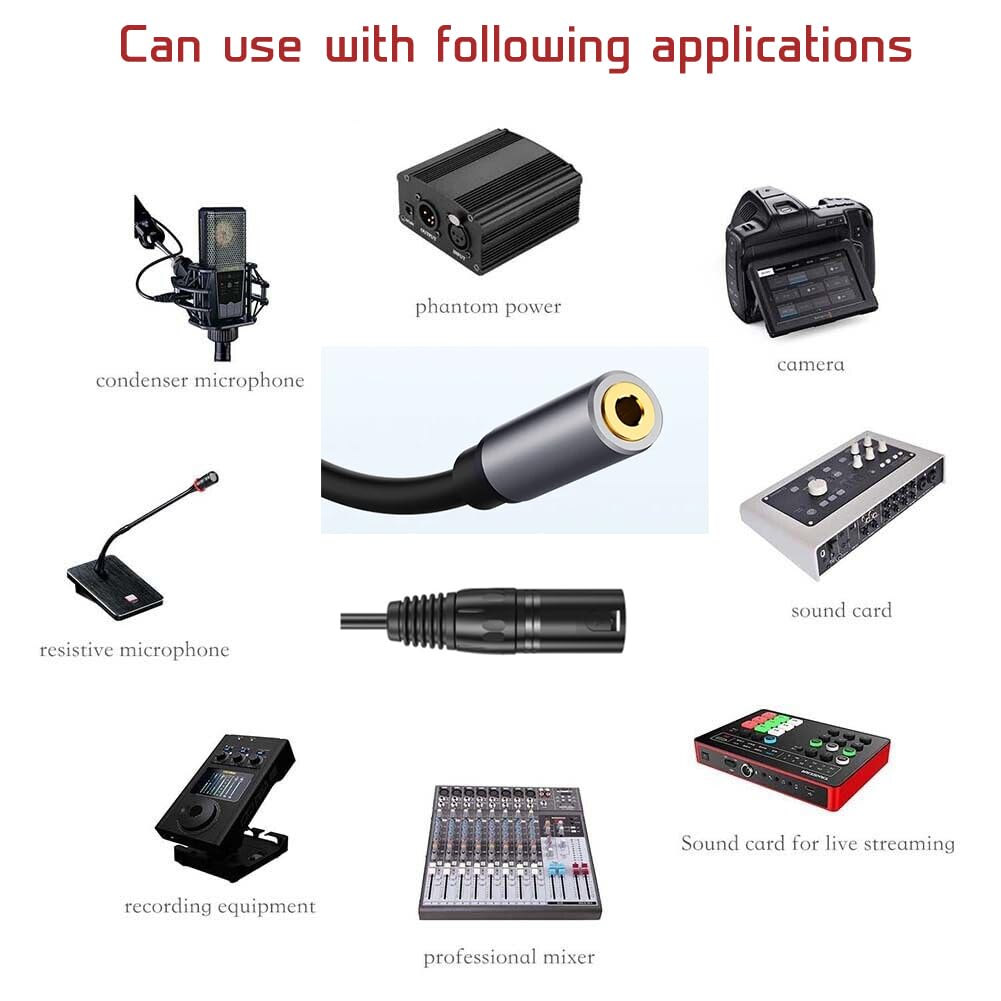 [ 1 Piece / 0.3 Meters ] 3.5mm Stereo Female to XLR Female (30 CM) Cable, Balanced 3.5mm Female to XLR Female Stereo Audio Adapter, 1/8" TRS to XLR Female Connector