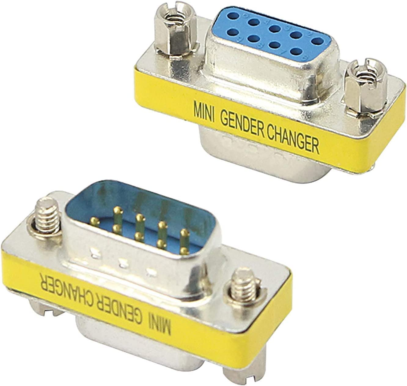 [ 2 Pieces DB9 9 Pin RS-232 Serial Connector DB9 Male to Male Cable Coupler Adapter (DB9 Male/Male)