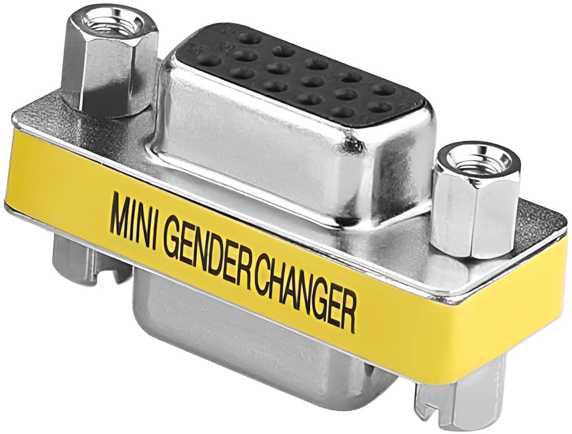 3-Piece VGA Gender Changer Combo - HD15 SVGA Adapters (Female to Female, Female to Male, Male to Male) - Mini Coupler Set