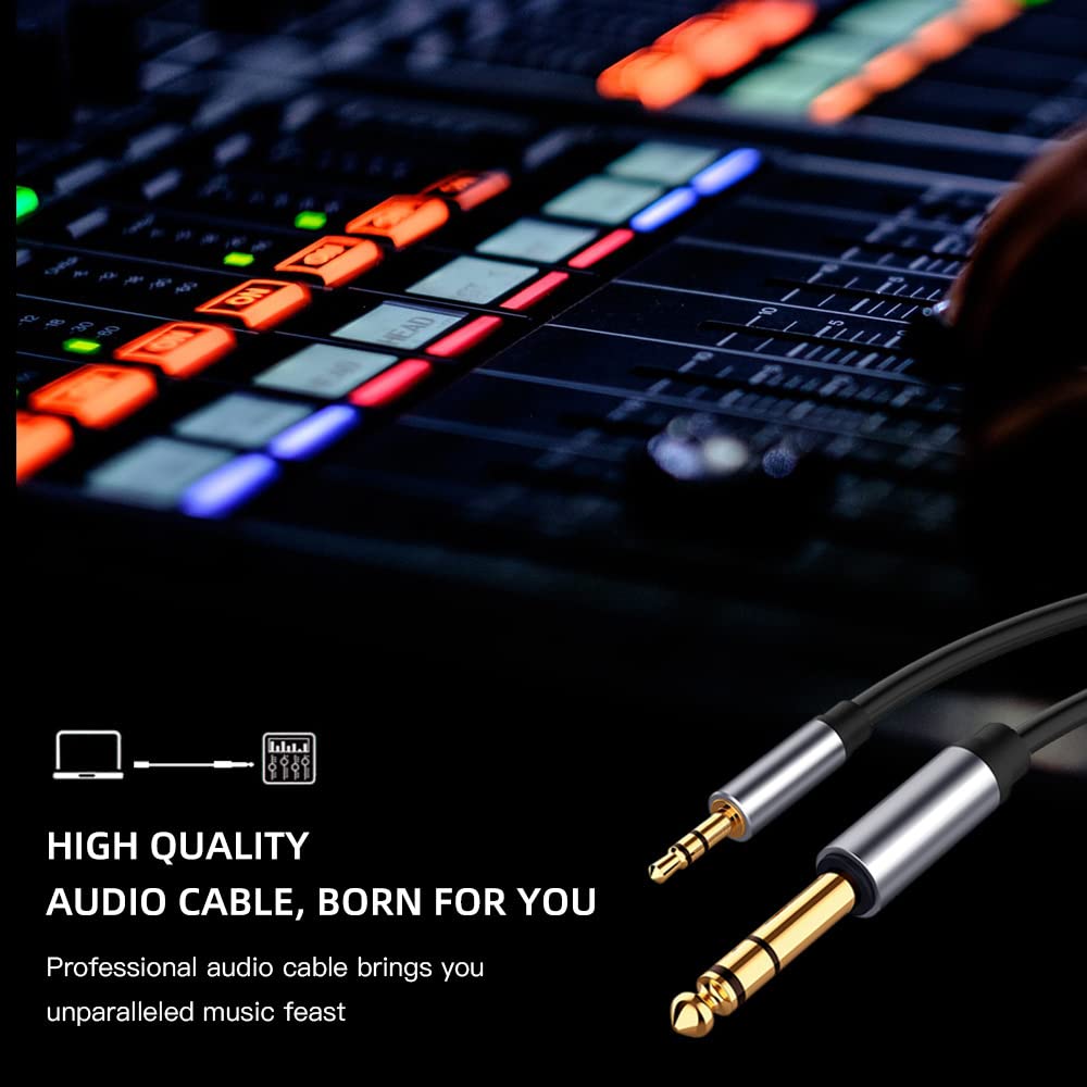 [ 1 Piece ] 1.8 Meters (6mm OD) Professional 3.5mm Stereo to 6.35mm Mono Male Cable ; 3.5mm to 1/4 Adapter ; 1/8 Inch to 1/4 Inch Mono Cable