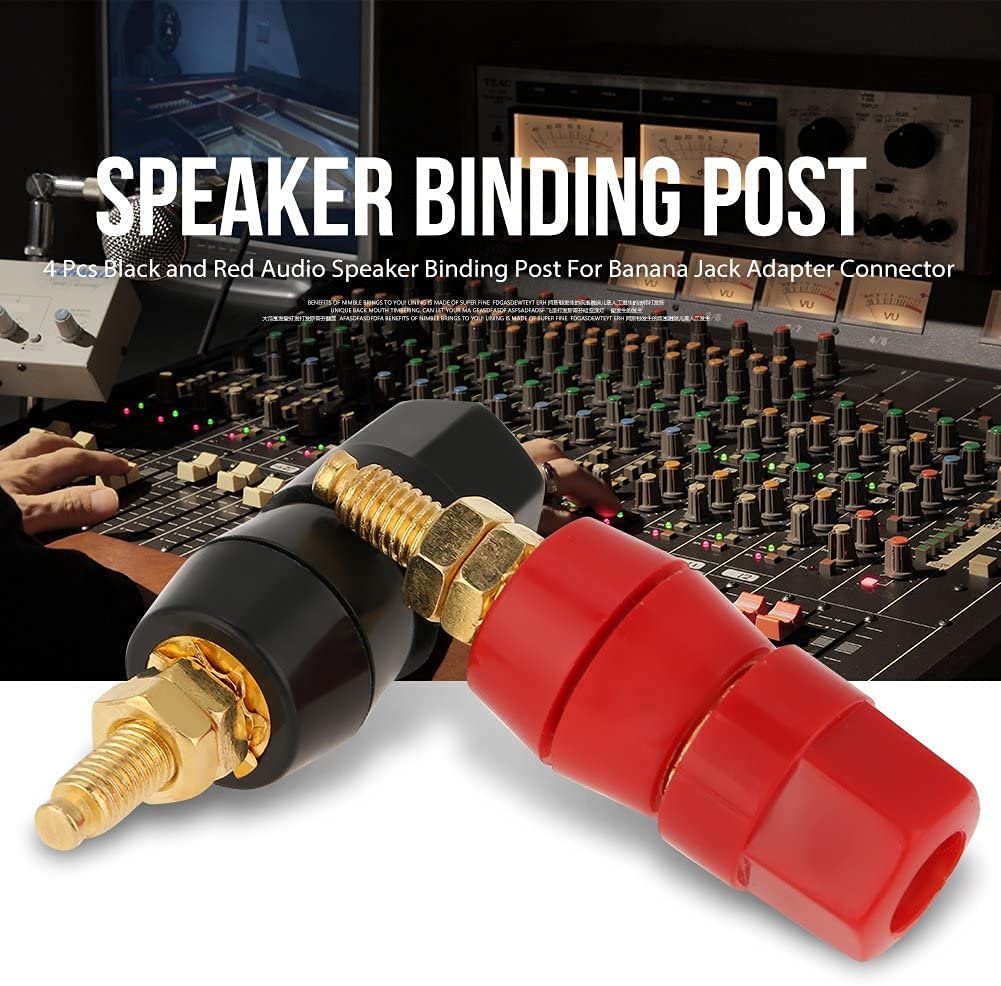 [ 20 Pieces ] Gold Plated Banana Audio Connector ; 4mm Audio Speaker Wire Cable Screw Banana Plug Connector Adapter Red 10 Pieces, Black 10 Pieces