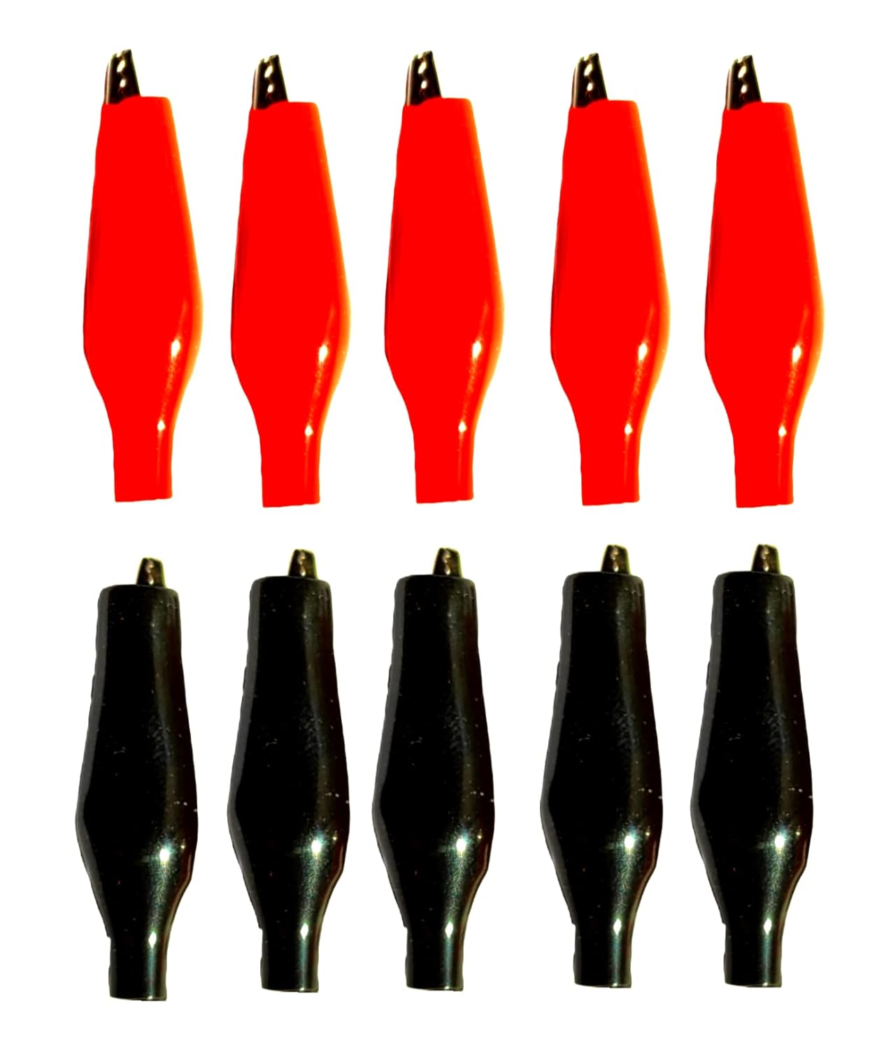 Pair Of 5 Crocodile Alligator Clips For Electrical Test Clamps with Protective Insulation Covers (Black, Red)