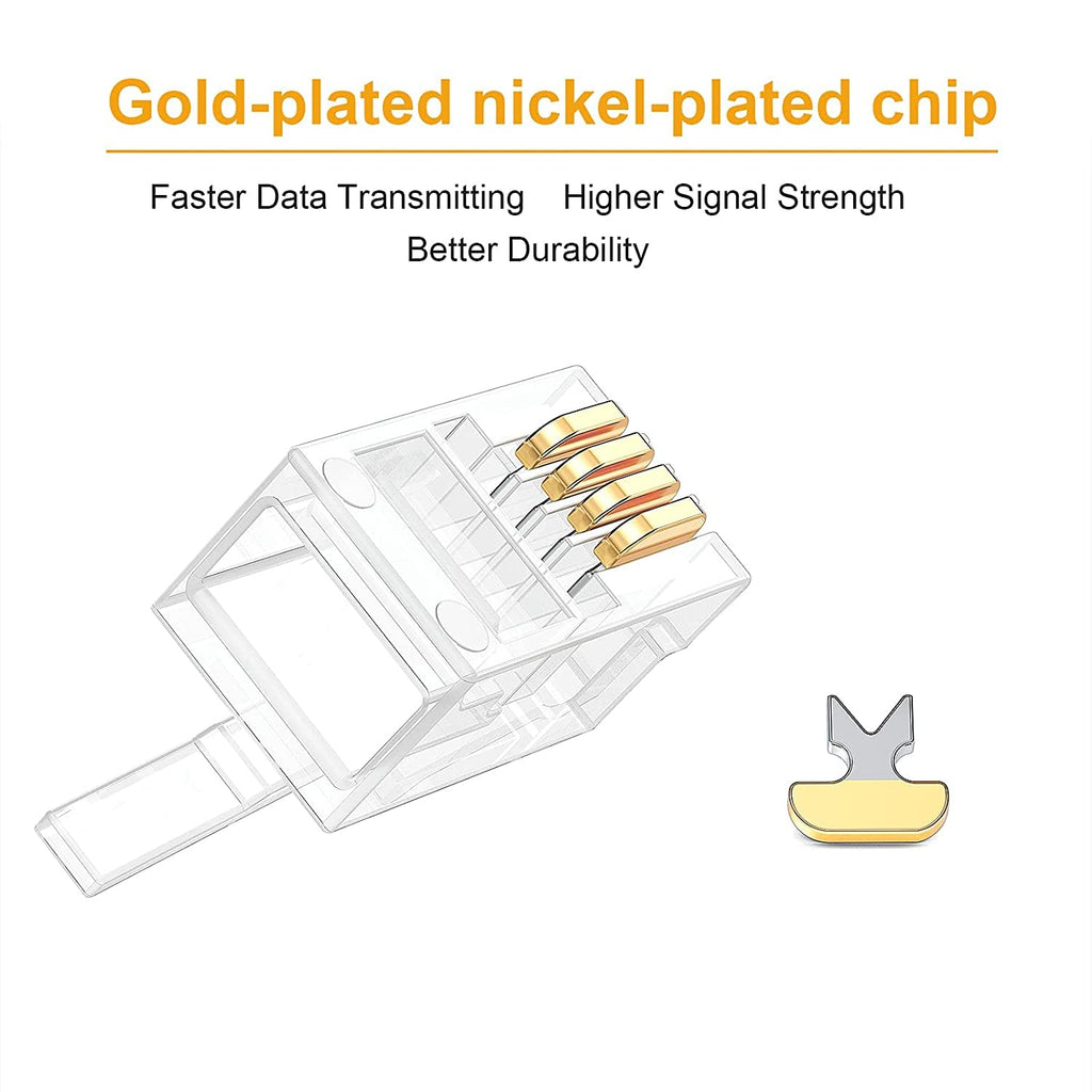 fdealz [ 50 Pieces ] 8P8C RJ45 Metal Shielded Male Plug Crimp Connectors, Cat6 RJ45 Ends, 8P8C Cat5, Cat6, Cat5e LAN Connector, Ethernet Cable Crimping Connector for Network Plug for Solid Wire and Standard Cable