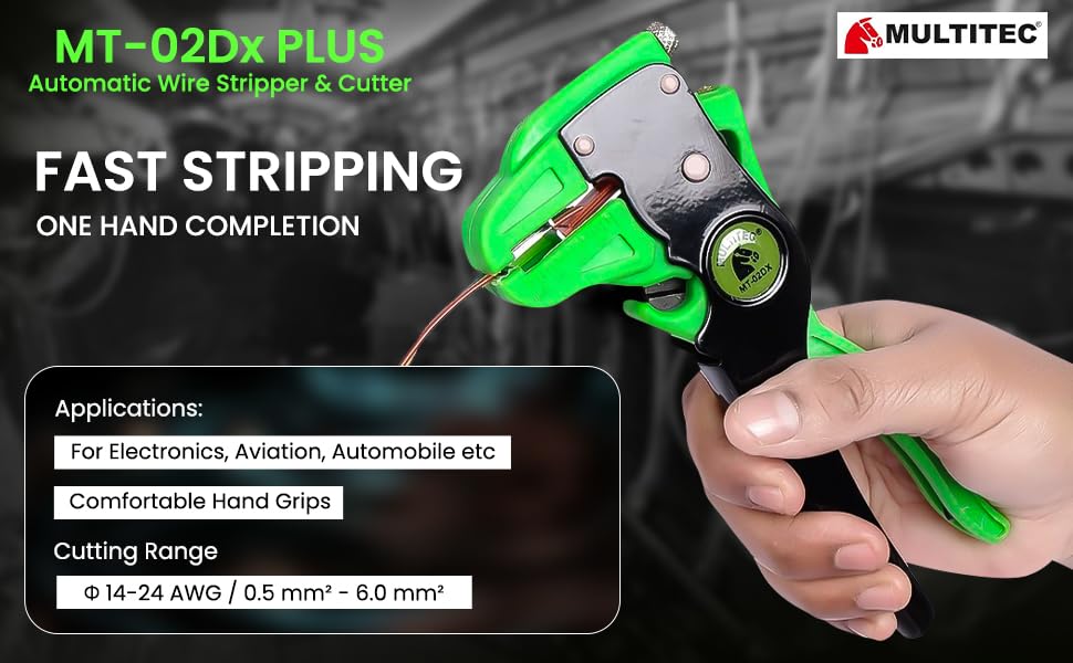 MULTITEC MT-02 Dx – Multifunction Copper Wire Stripper and Cutter | Ergonomic Grip | Strips 0.5mm² - 6mm² Solid Copper Wires | Electrical Maintenance Tool | Smooth Operation | Lightweight – 400g