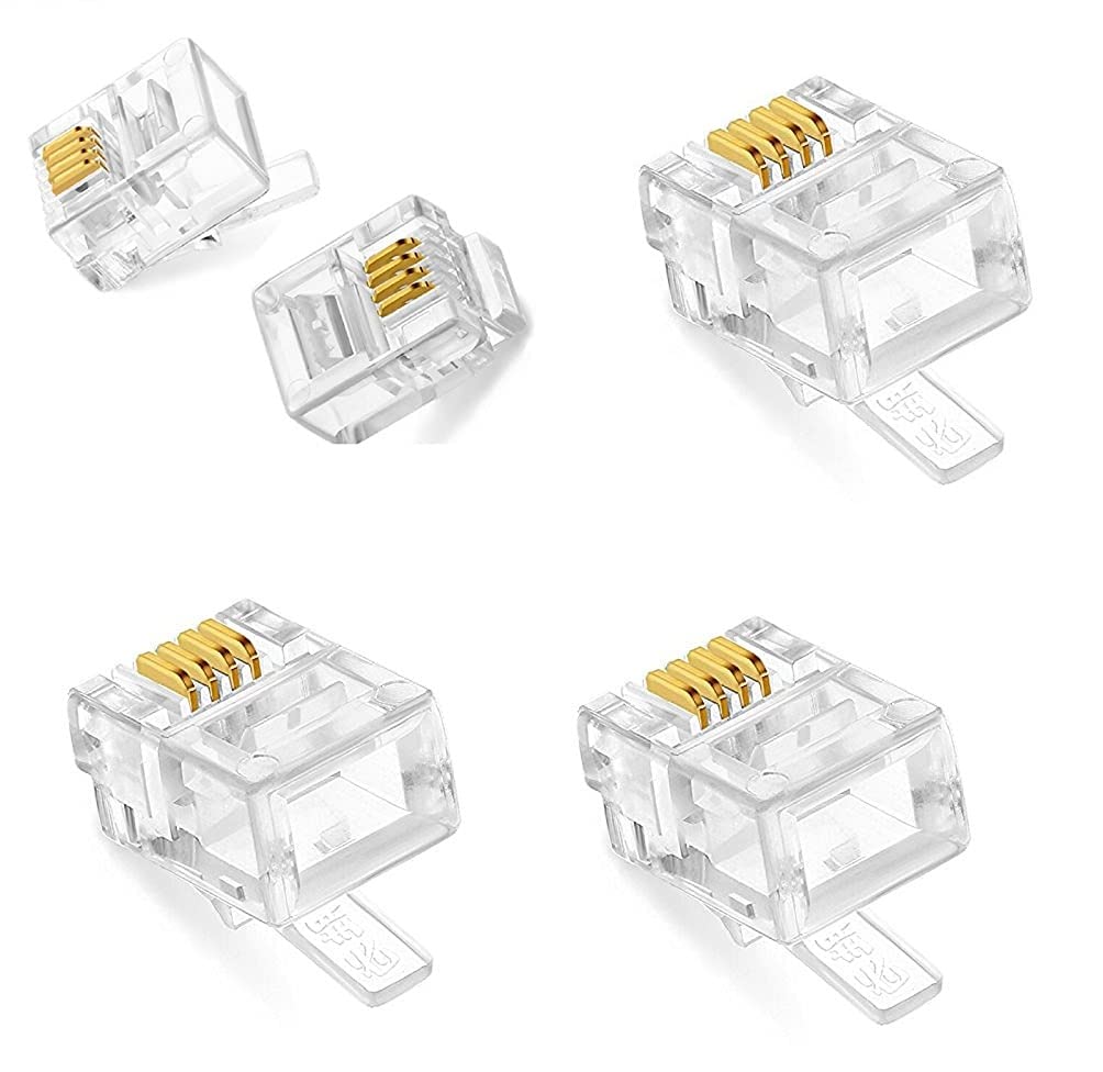 fdealz [ 50 Pieces ] 8P8C RJ45 Metal Shielded Male Plug Crimp Connectors, Cat6 RJ45 Ends, 8P8C Cat5, Cat6, Cat5e LAN Connector, Ethernet Cable Crimping Connector for Network Plug for Solid Wire and Standard Cable