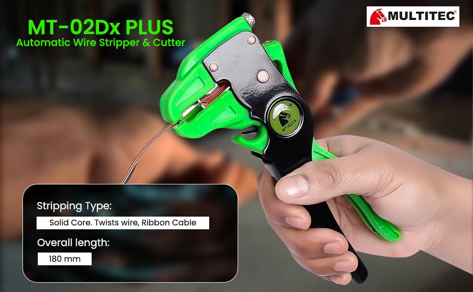 MULTITEC MT-02 Dx – Multifunction Copper Wire Stripper and Cutter | Ergonomic Grip | Strips 0.5mm² - 6mm² Solid Copper Wires | Electrical Maintenance Tool | Smooth Operation | Lightweight – 400g