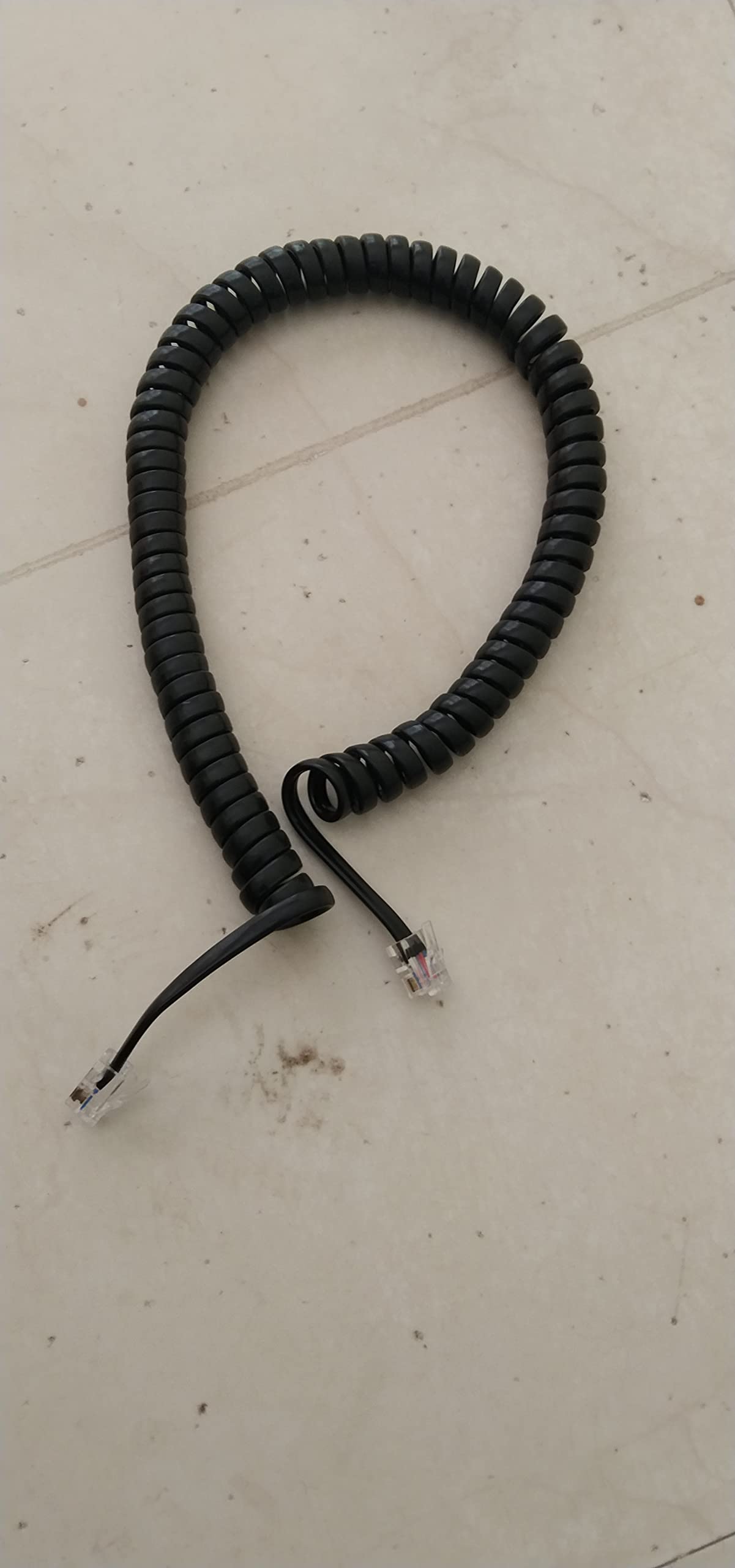 Linketel Telephone Handset Phone Extension Cord Curly Coil Line Cable Wire 2 Meter (Black)