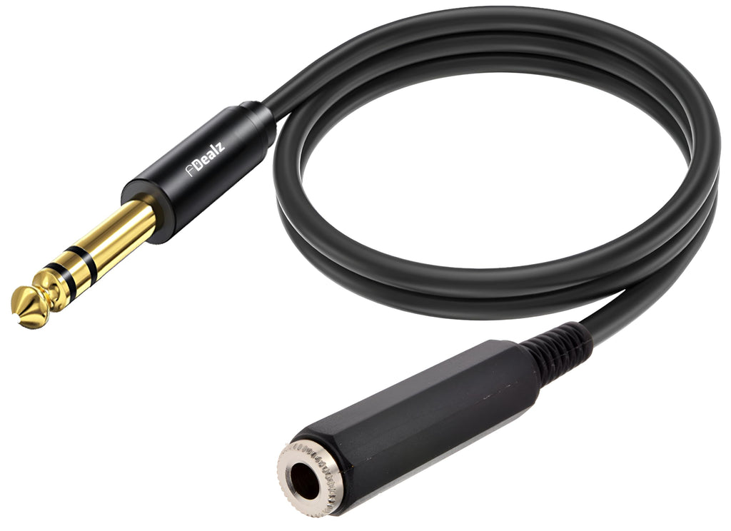 [ 150 CM ] 6.35 Stereo Male to 6.35 Female Cable 1.5 Meter, 1/4 Inch Male to Female Stereo Extension Cable Gold Plated Quarter inch Headphone Extension Cable