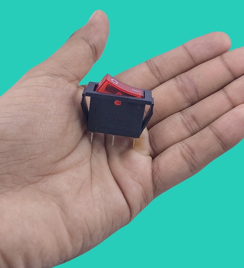 [ Pack of 2 - Pieces ] 15 Ampere 250V/20A 125V 3 Pin Industrial Grade 2 Position Mini Boat Toggle Snap AC Rocker Switch KCD3 Red Light Illuminated LED ON/OFF