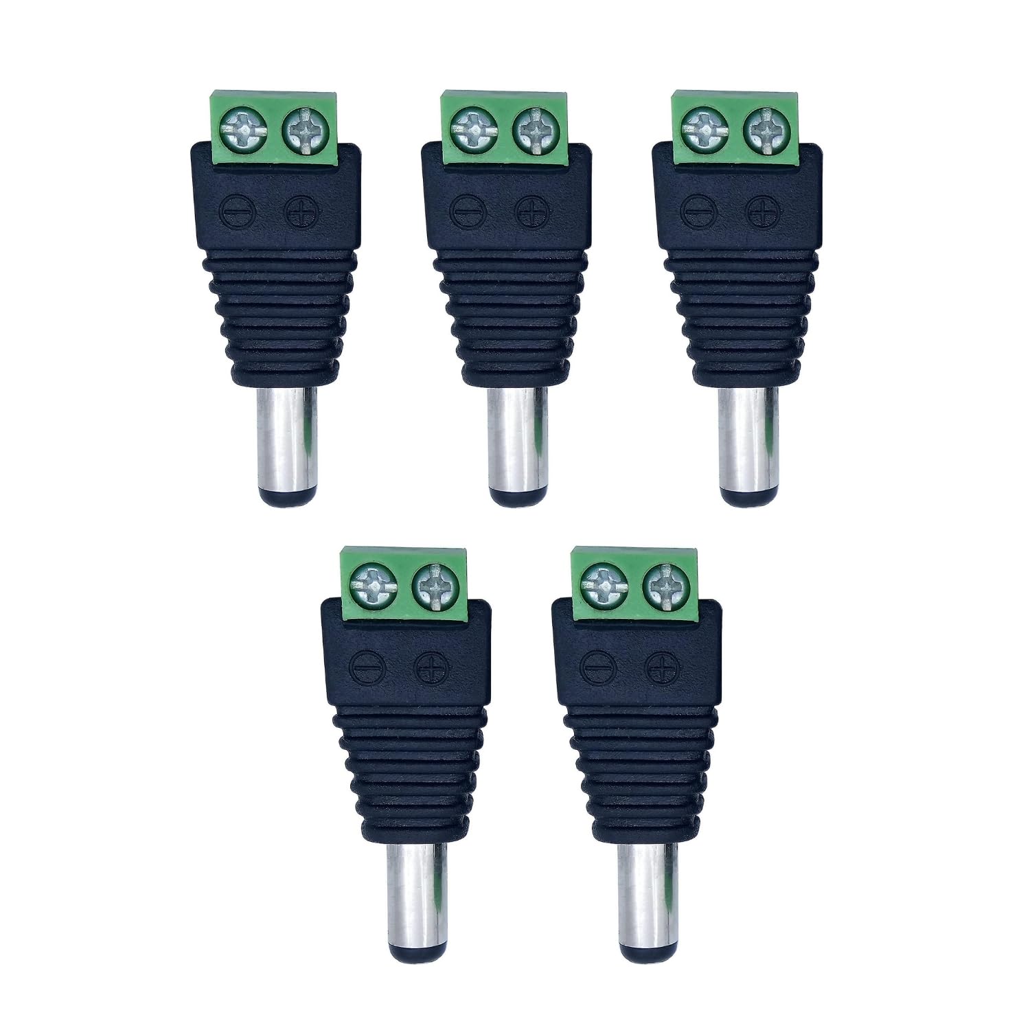 Gajrrup Male 12V DC Power Jack Adapter Connectors for Led Strip, CCTV Security Camera Cable Wire Connection (Pack of 5)