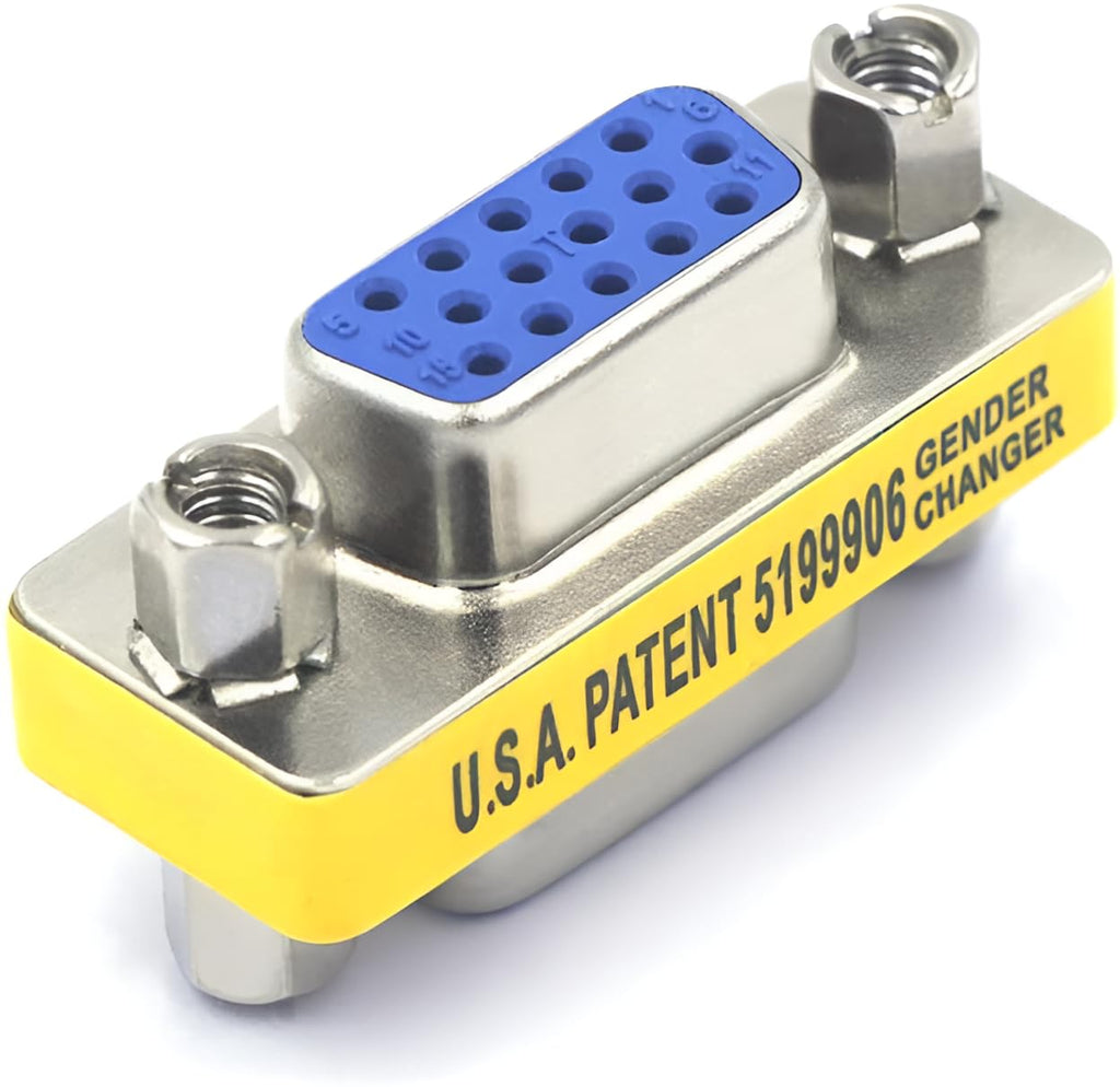 3-Piece VGA Gender Changer Combo - HD15 SVGA Adapters (Female to Female, Female to Male, Male to Male) - Mini Coupler Set