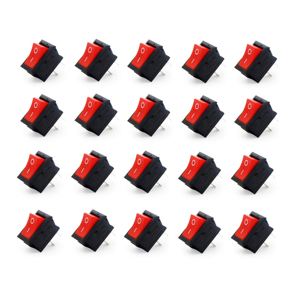 Small Mini Boat On/Off Rocker Switch Snap-in 2-Pin Red Plastic Button