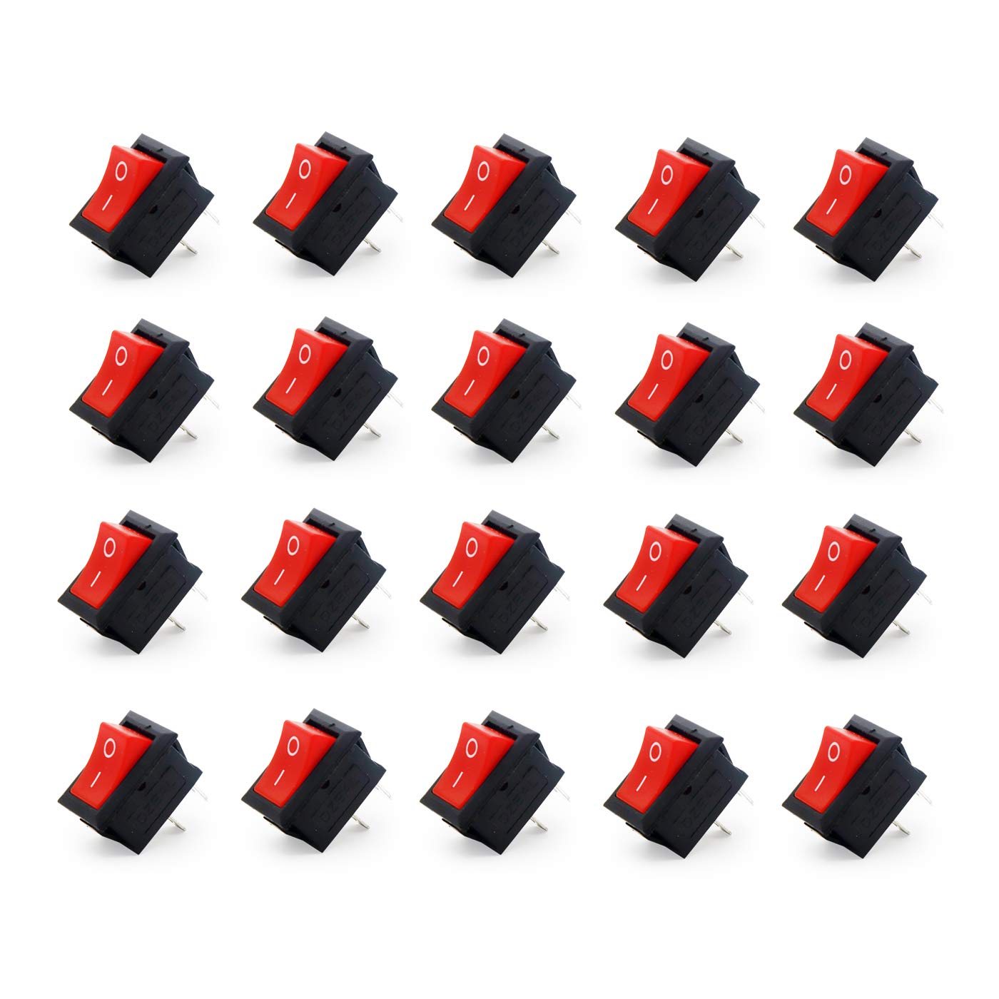 Small Mini Boat On/Off Rocker Switch Snap-in 2-Pin Red Plastic Button