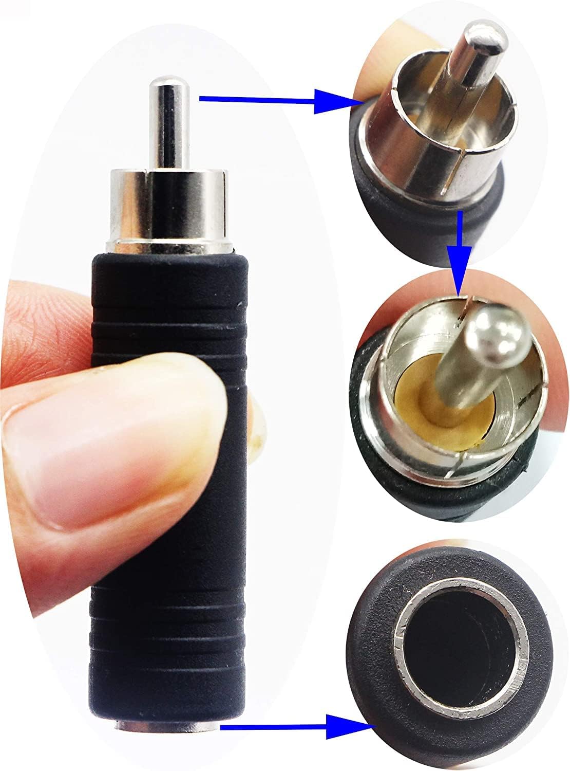 [ 5 Pieces 6.35mm to RCA Adapter RCA Male Plug to 6.35mm 1/4 Inch Mono Female Audio Mic Plug Adapter Jack Converter